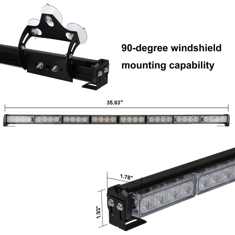 ASPL 36" 32LED Traffic Advisor Light Bar Warning Emergency Strobe Light Bar Directional Flashing Emergency Caution Lighting Led Safety Lights with 16 ft Straight Cord (Amber/White) - Image 4